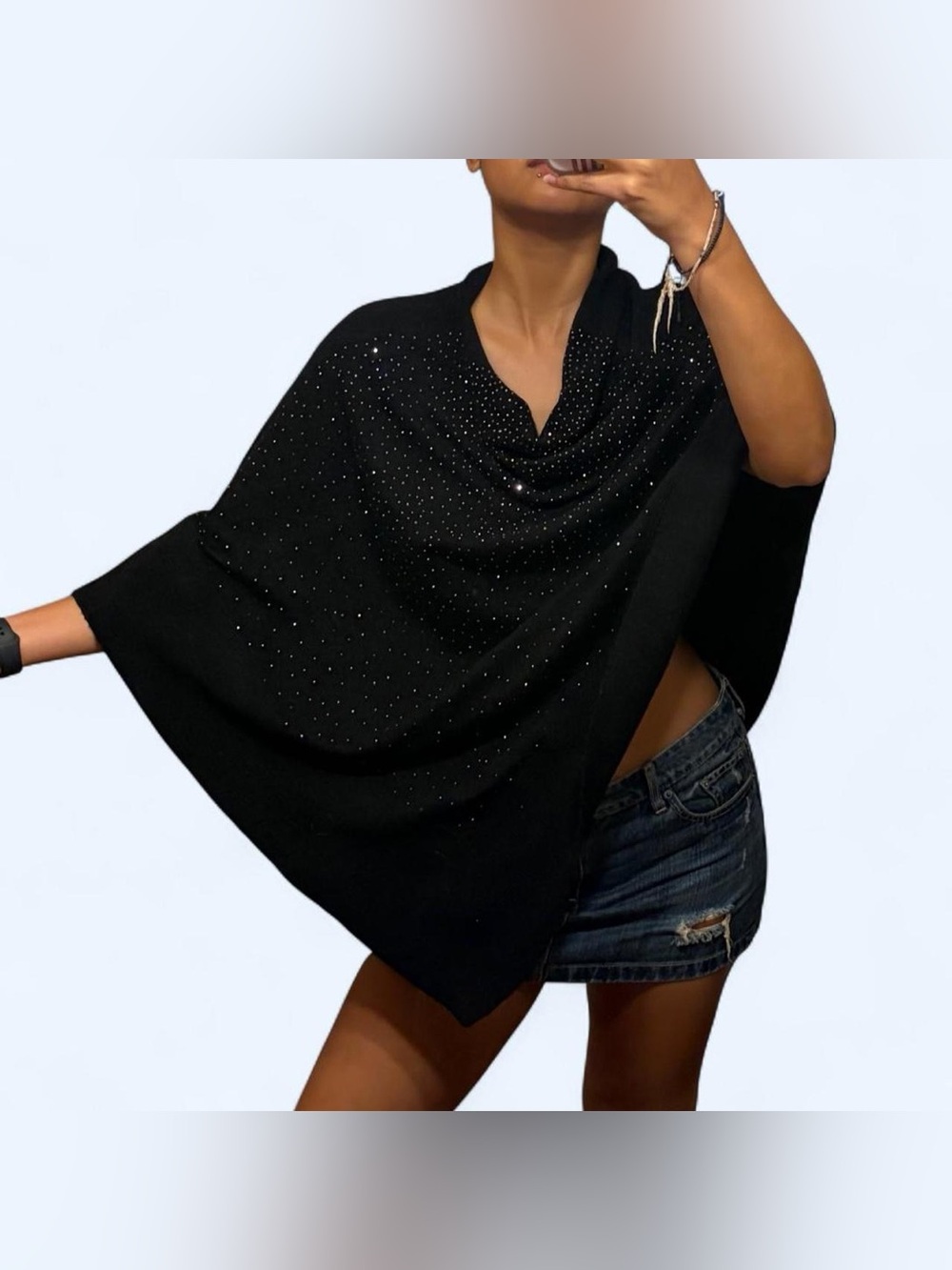 Y2K Black Poncho Cardigan Sweater by Joan Boyce!
